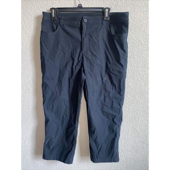 Eddie Bauer WR Tech Capri Hiking Pants Cargo 12 Black Adjustable Hem Pockets - Picture 1 of 8